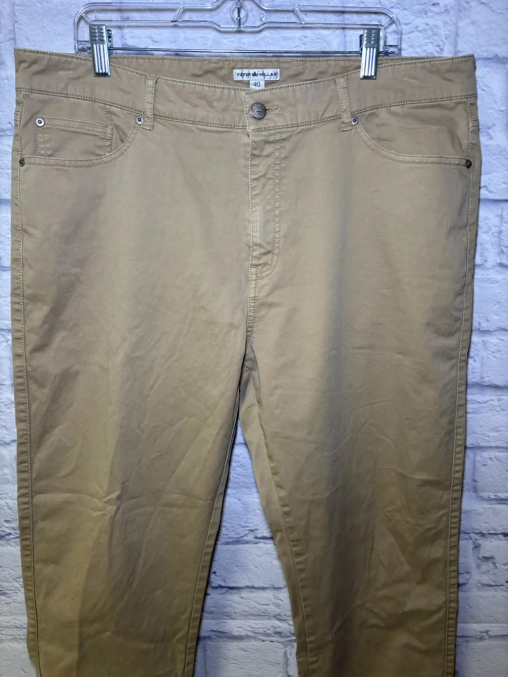 Peter Millar Crown Pants Mens 40x28 Crown Sport Five Pocket Khaki Cotton Canvas